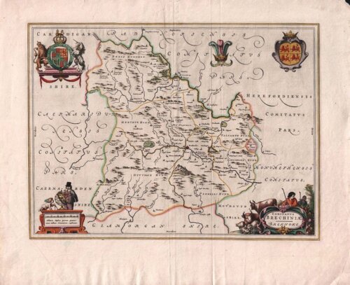 Joannes Blaeu  -  Comitatus Brechiniae Brecknoke