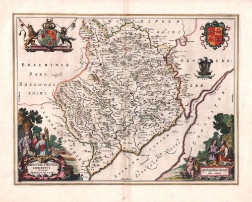 Johannes Blaeu - Monumethensis Comitatus Vernacule Monmouth Shire