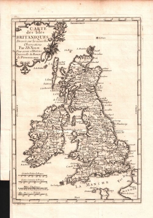 Carte des Isles Britanniques Dressee sur les nouvelles Observations, Jean Baptiste Nolin