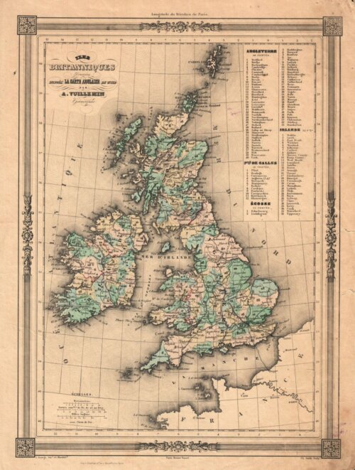  Iles Britanniques Dressees d'apres La Carte Anglaise de Wild par A. Vuillemin, Geographe. 