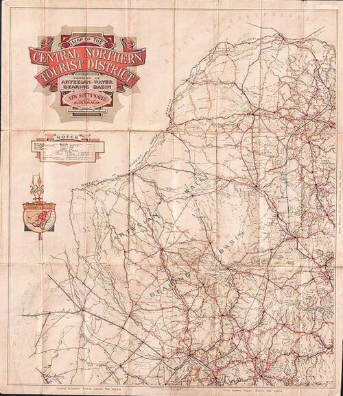 Map of the Central Northern Tourist District including Portion of Artesian Water Bearing Basin New South Wales Australia