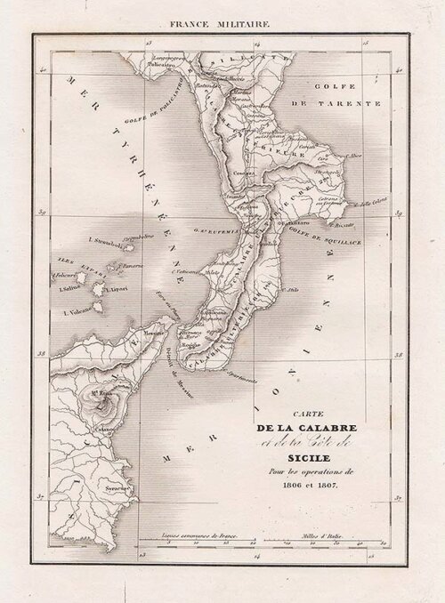 Carte de la Calabre et de la Cte de Sicile Pour les operations de 1806 st 1807 