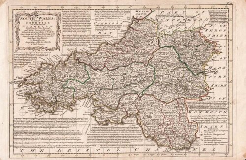 Emanuel Bowen & Thomas Bowen  -  South Wales Subdivided into its Hundreds;