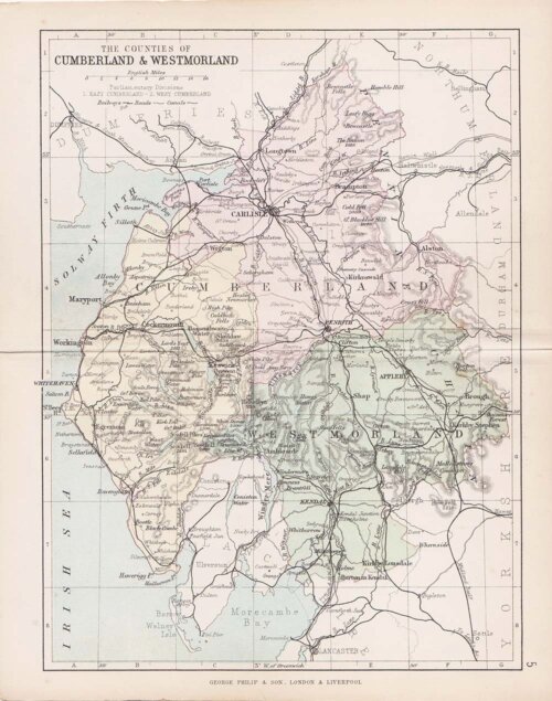 The Counties of Cumberland & Westmorland  -  John Bartholomew