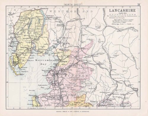 John Bartholomew - George Philip  Lancashire North Sheet