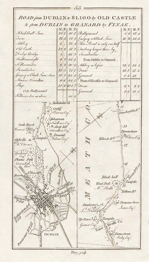 George Taylor and Andrew Skinner - Road from Dublin to Sligo by Old Castle & from Dublin to Granard by Finae
