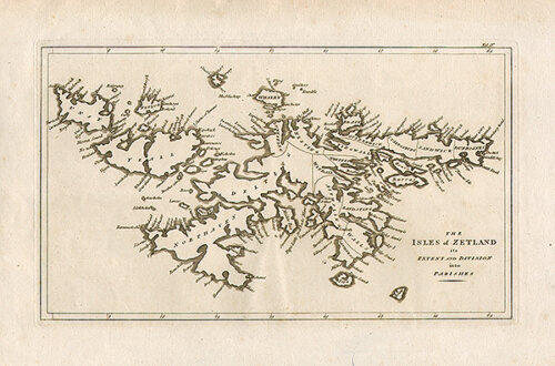 The Isles of Zetland its Extent and Division into Parishes  -  John Cary
