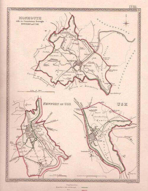 Town Plans of Monmouth Newport on Usk and Usk