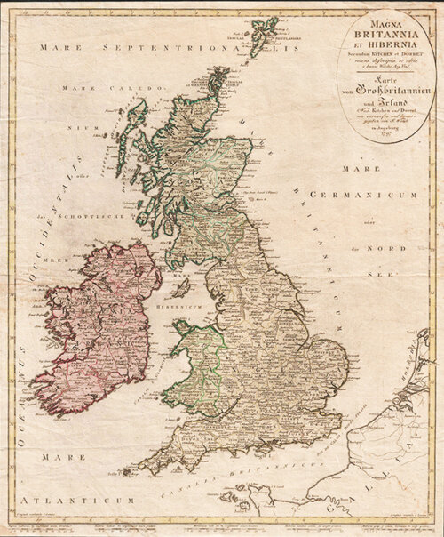 Magna Britannia et Hibernia Secundum Kitchen et Dorret recens descripta et edita a Joanne Walchio Aug Vind 1797