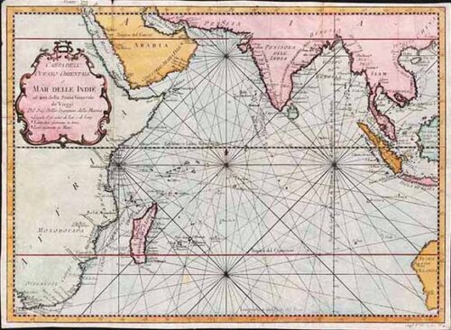 Cartadell' Oceano Orientale Mar Delle Indie ad uso della Storia Generale de' Viaggi Jacques Nicolas Bellin