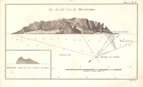 Vue du Cote N. O. de Masafuero.  (Alejandro Selkirk Island)