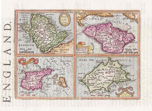 The Seventh Table of England - Anglesey Ins - Wight ol Vectis - Ins Garnesey - Ins Iarsey - Gerard Mercator 