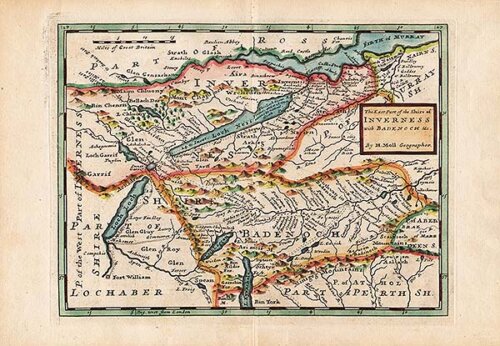 The East Part of the Shire of Inverness with Badenoch &c by H Moll Geographer