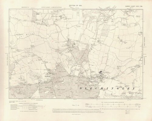 Ordnance Survey - South Eastern or Reigate Division.  (antique map)