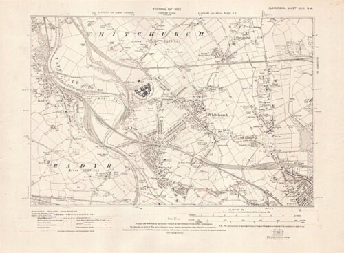 Radyr and Whitchurch - Ordnance Survey Map.  Edition of 1922.