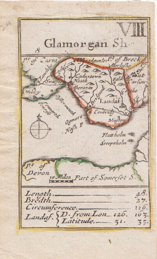 Playing Card Map - Robert Morden  Glamorganshire  VIII