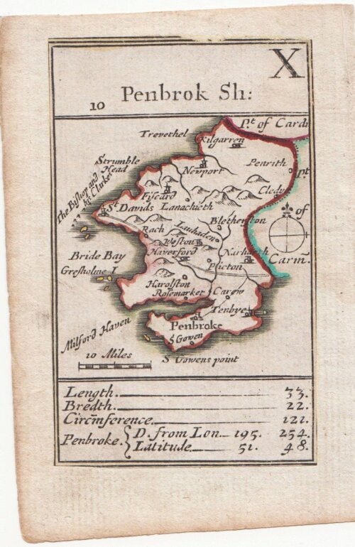 Playing Card map by Robert Morden Pembrokeshire 
