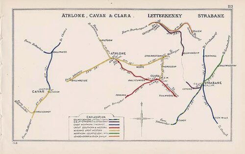 Pre Grouping railway junction around Athlone Cavan & Clara Letterkenny and Strabane