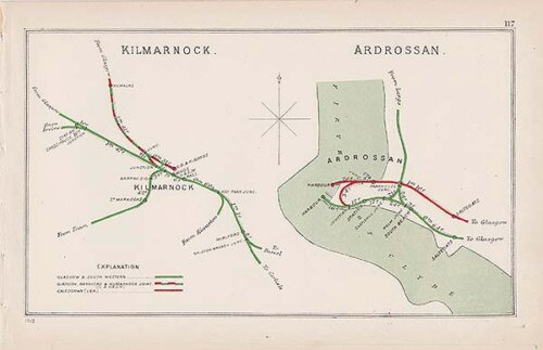Pre Grouping railway junction around Kilmarnock and Ardrossan