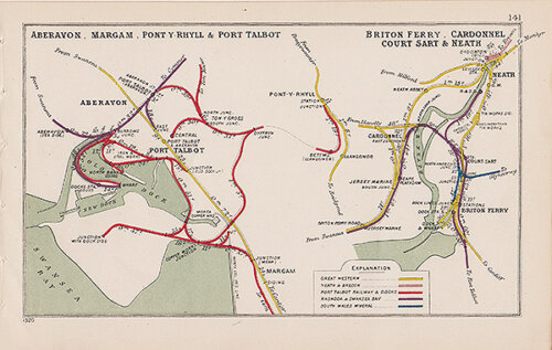 Pre Grouping railway junction around Aberavon Margam Pont y Rhyll & Port Talbot Britton Ferry Cardonnel Court Sart & Neath