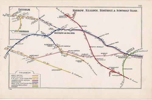 Pre Grouping railway junction around Denham Harrow Neasdenm Northolt & Northolt Road