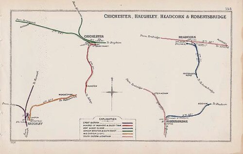 Pre Grouping railway junction around  Chichester Haughley Headcorn & Robertsbridge