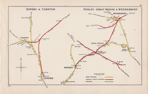Pre Grouping railway junction around Oxford & Yarnton and Dudley Great Bridge & Wednesbury