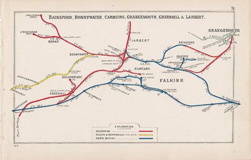 Pre Grouping railway junction around Bainsford Bonnywater Carmuirs Grangemouth Greenhill & Larbert