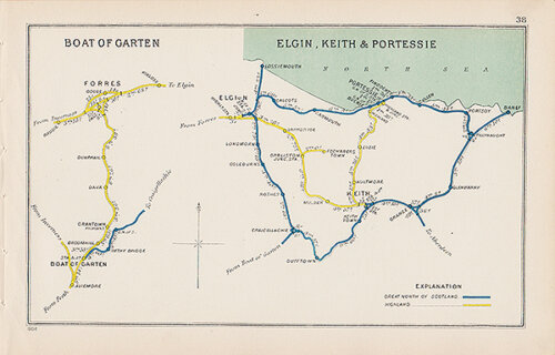 Pre Grouping railway junction around Boat of Garten Elgin Keith & Portessie