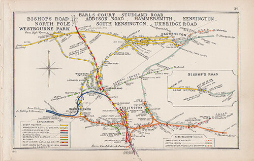 Pre Grouping railway junction around Earls Court Studland Road Addison Road Hammersmith Kensington South Kensington Uxbridge Road Bishops Road North Pole and Westbourne Park