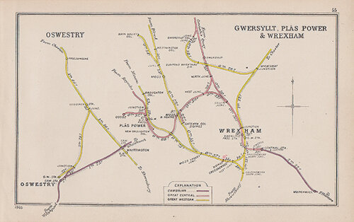 Pre Grouping railway junction around Oswestry Gwersyllt Plas Power & Wrexham