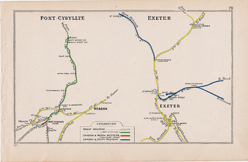 Pre Grouping railway junction around Pont-Cysyllte and Exeter