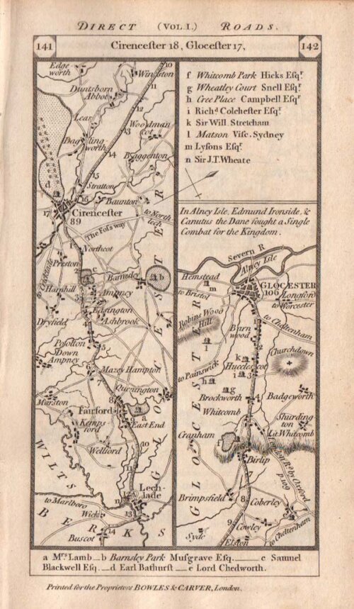 Road from London to Cirencester and to Glocester by Farringdon commencing at Dorchester
