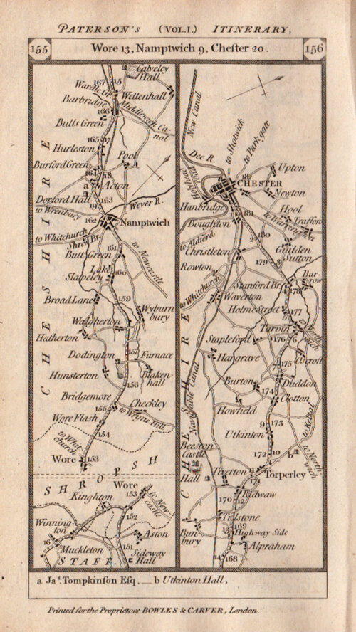 Road from Wore to Namptwich to Chester