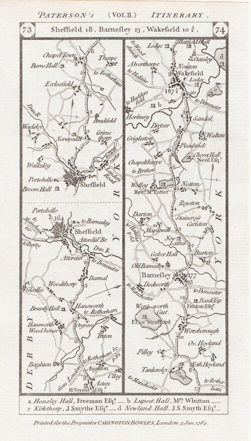 Road from Sheffield to Barnsley and to Wakefield