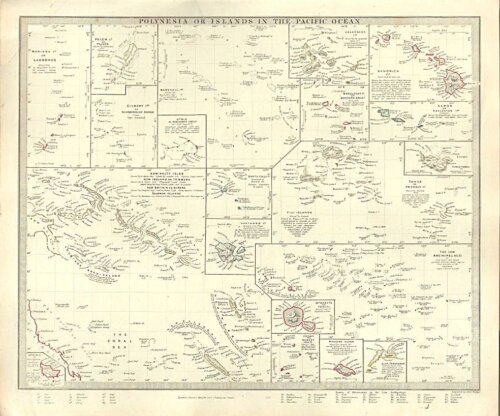 Polynesia or Islands in the Pacific Ocean SDUK   (antique map)