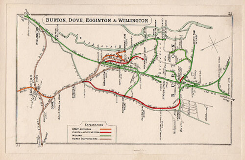 Pre Grouping railway junction around Burton Dove Egginton & Willington 