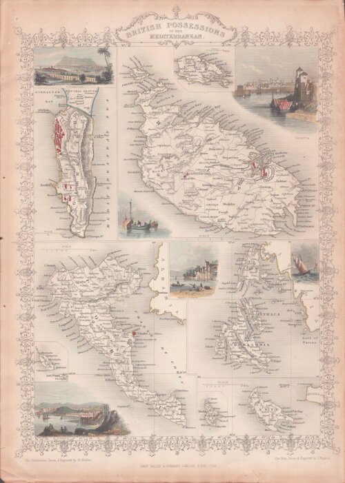 British Possessions in the Mediterranean.  (antique map)