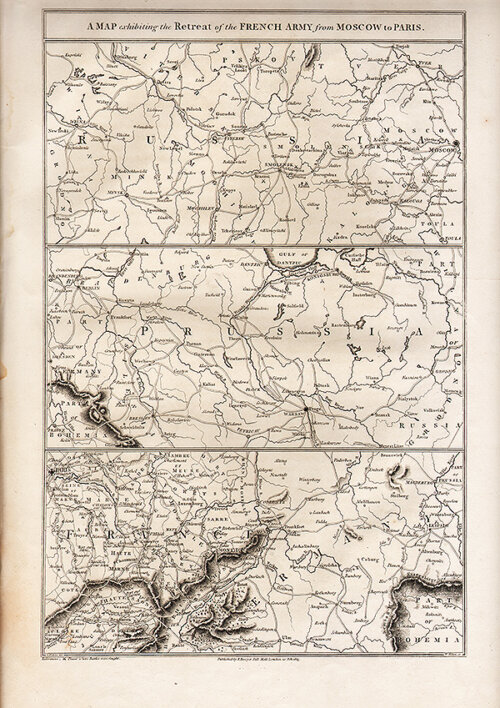 A Map exhibiting the Retreat of the French Army from Moscow to Paris 