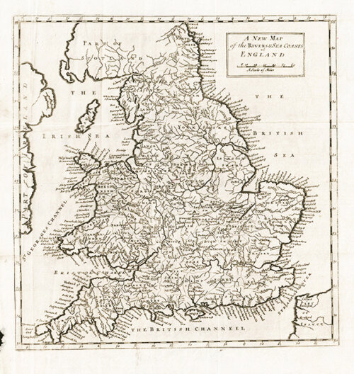 A New Map of the Rivers and Sea Coast of England - Herman Moll 