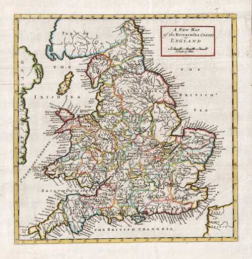 A New Map of the Rivers and Sea Coast of England - Herman Moll 