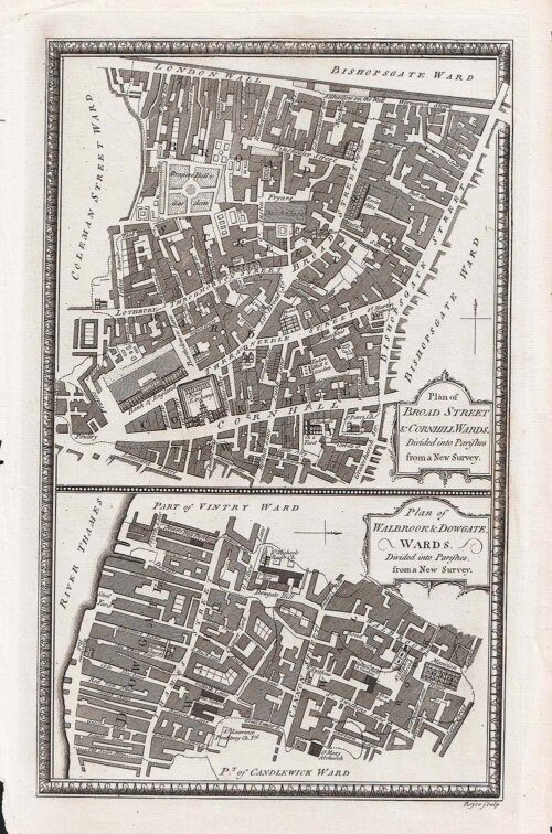Plans of Broad Street & Cornhill Wards and Walbrook & Dowgate Wards