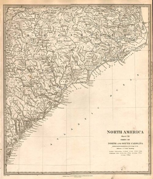 North America Sheet XI  Parts of North and South Carolina