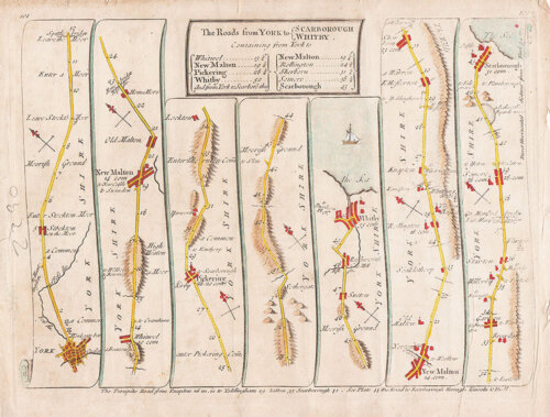 John Senex - The Road from York to Whitby and Scarborough