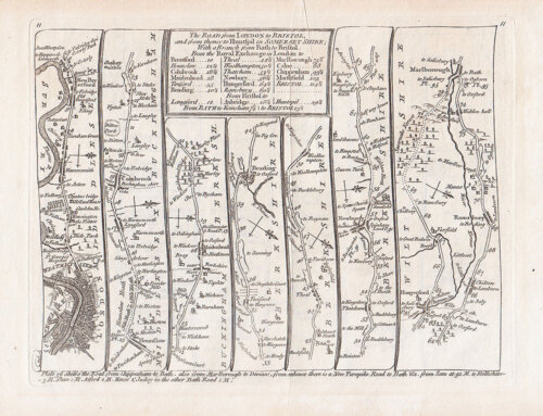 John Senex - The Road from London to Bristol.  