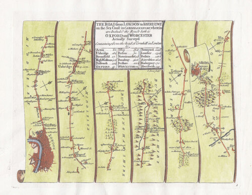 John Senex - The Road from  London to Aberystwyth.