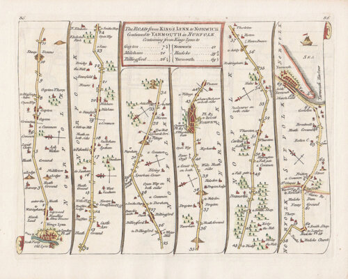 John Senex - The Road from King's Lynn to Norwich