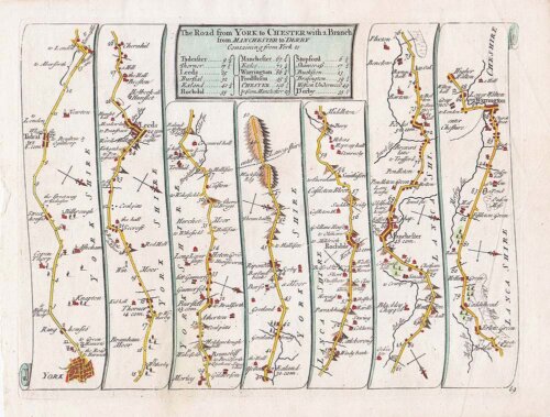 John Senex - The Road from York to Chester with a Branch from Manchester to Derby
