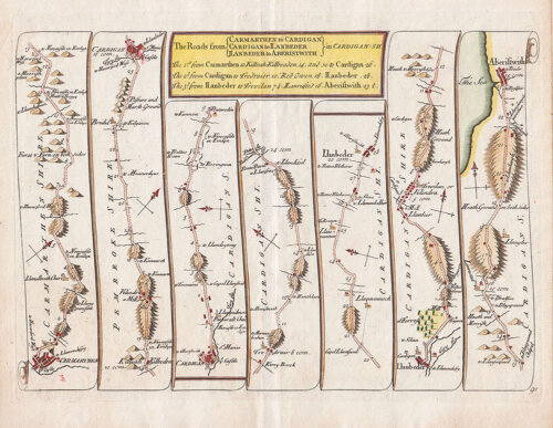 John Senex - The Road from Carmarthen to Cardigan to Aberystwyth