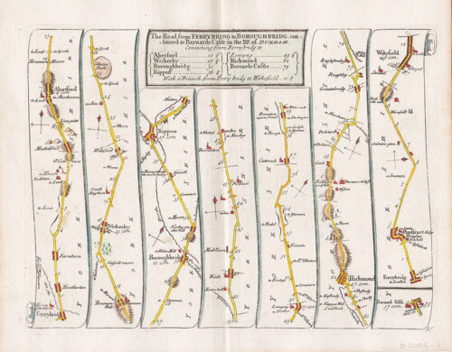John Senex - Ferrybridge to Boroughbridge continued to Bernards Castle